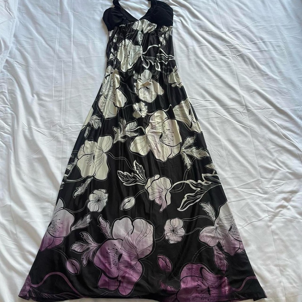 Floral Black and Purple Maxi Dress